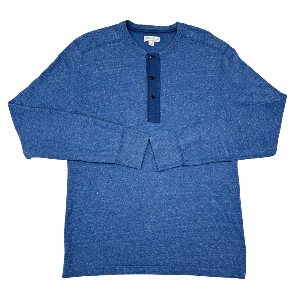J Crew Henley Shirt Mens Size Medium Blue Long Sleeve Casual Menswear